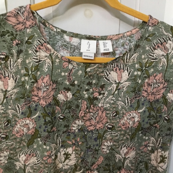 Joie Linen Floral Blouse in Green and Pink - Picture 4 of 15